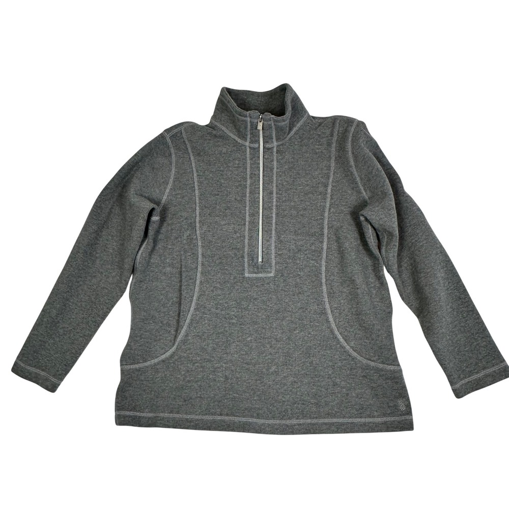 Tommy Bahama Women's Gray Quarter Zip Pullover Sweatshirt Contrast Stitch Size L